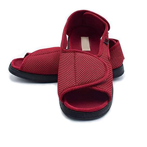 Generisch Damen Extra Breite Diabetiker Schuhe Stretch-Klett-Halbschuh Einstellbare Offene Zehen Ödeme Sommer Hausschuhe, Komfort Arthritis Orthopädische Verbandschuh von Generisch
