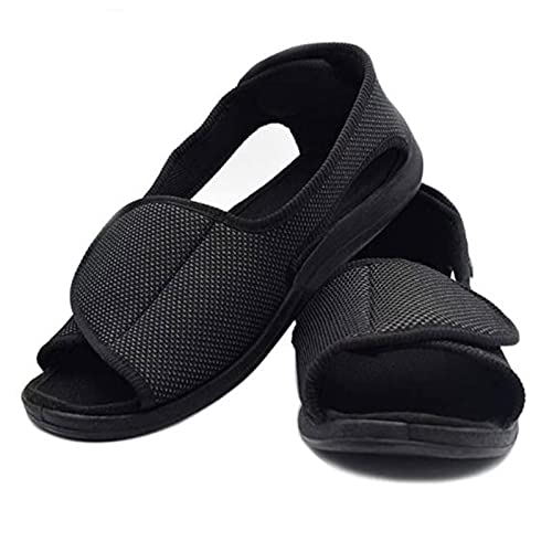 Generisch Damen Extra Breite Diabetiker Schuhe Stretch-Klett-Halbschuh Einstellbare Offene Zehen Ödeme Sommer Hausschuhe, Komfort Arthritis Orthopädische Verbandschuh von Generisch