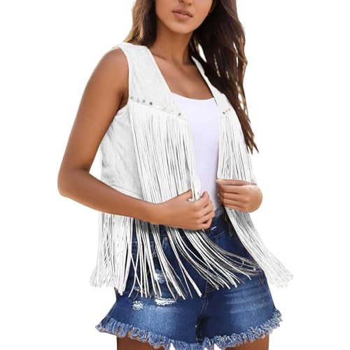 Generisch Damen Faux Wildleder Cowboy Ärmellos Weste Cardigan Jacke mit Fransen Weich Cowgirl Weste Kurze Fransenjacken Braun Weste mit Fransen Damen Retro Hippie-Kostüme 70er Fransenweste Auffällig Generisch Damen Faux Wildleder Cowboy Ärmellos Weste Cardigan Jacke mit Fransen Weich Cowgirl Weste Kurze Fransenjacken Braun Weste mit Fransen Damen Retro Hippie-Kostüme 70er Fransenweste Auffällig von Generisch