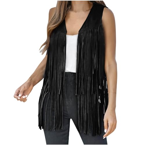 Generisch Damen Faux Wildleder Cowboy Ärmellos Weste Cardigan mit Fransen, Retro Hippie Fransenweste Mantel 60er 70er Jahre Cowgirl Fransen Hippieweste Boho Festival Bolero Karneval Faschingskostüme Generisch Damen Faux Wildleder Cowboy Ärmellos Weste Cardigan mit Fransen, Retro Hippie Fransenweste Mantel 60er 70er Jahre Cowgirl Fransen Hippieweste Boho Festival Bolero Karneval Faschingskostüme von Generisch
