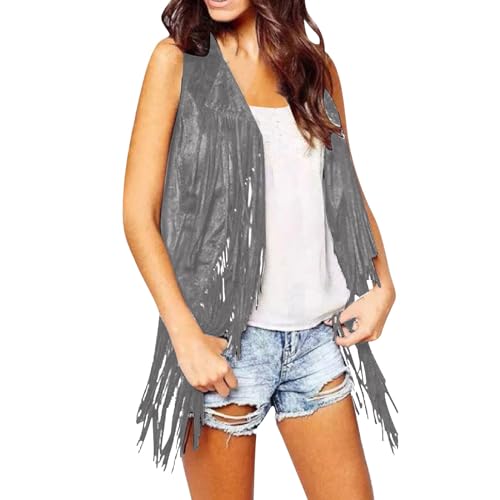 Generisch Damen Faux Wildleder Cowboy Ärmellos Weste Cardigan mit Fransen, Retro Hippie Fransenweste Mantel 60er 70er Jahre Cowgirl Fransen Hippieweste Boho Festival Bolero Karneval Faschingskostüme Generisch Damen Faux Wildleder Cowboy Ärmellos Weste Cardigan mit Fransen, Retro Hippie Fransenweste Mantel 60er 70er Jahre Cowgirl Fransen Hippieweste Boho Festival Bolero Karneval Faschingskostüme von Generisch
