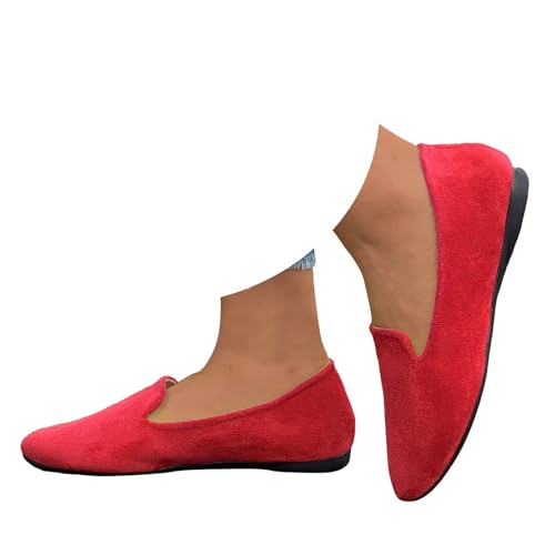 Generisch Damen Flachschuhe Ballerinas Lässige Runde Zeh Wildlederschuhe Freizeitschuhe Bequeme Komfort Ballerinas Weiches Innenfutter Ballettschuhe Sommerschuhe Mokassins Casual Schicke (40.5) von Generisch