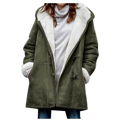Generisch Damen Fleecejacke Basic Outdoorjacke Mode Jacken Parka Verdickene Übergangsjacke Lockerer Wintermantel Schickes Winterparka Luftig Winterjacke Fleece Warme Modemantel Urlaub Trenchcoat von Generisch