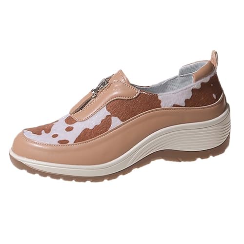 Generisch Damen Freizeitschuhe atmungsaktive Slip-On Schuhe rutschfeste Sohle weiche Passform gewebte Obermaterial für optimalen Komfort (Khaki, 38) von Generisch