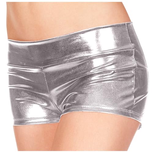 Generisch Damen Glänzende Metallic Rave Booty Shorts Hot Pants Tanzhose von Generisch