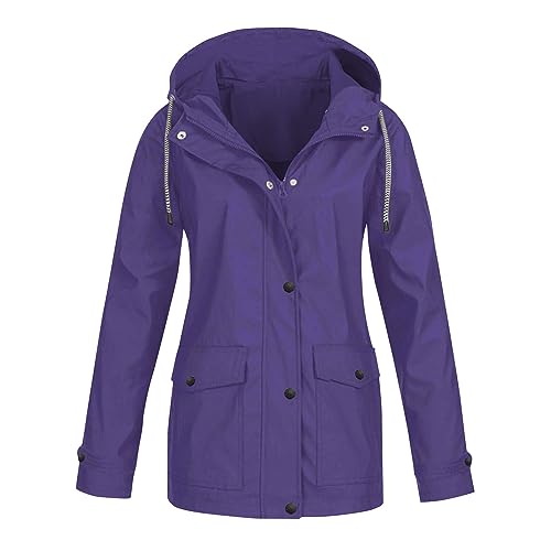 Generisch Damen Große Größe Regenjacke Leicht Wasserdicht Regenmantel mit Kapuze Windbreaker Sport Outdoorjacke Laufjacke Damen Regenparka Damen Wasserdicht Atmungsaktiv GroßE GrößEn von Generisch