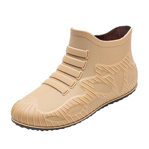 Generisch Damen Gummistiefel Kurz Stiefel Weiter Schaft Herren Regenschuhe mit Kordelzug und Elastischem Mund,Gummischuhe,Unterseite,Slipper,Ölkochschuhe Outdoor Schuhe Herren 47 (Yellow,44) von Generisch