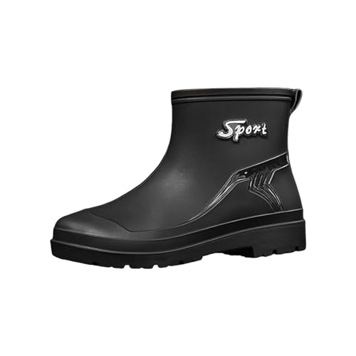 Generisch Damen Gummistiefel Kurz Wasserdichte Stiefel Herren Regen Slip Freizeitschuhe Kurze Stiefeletten Outdoor Fashion Herren Freizeitschuhe Regenschutz Schuhe Fahrrad (Black,41) von Generisch