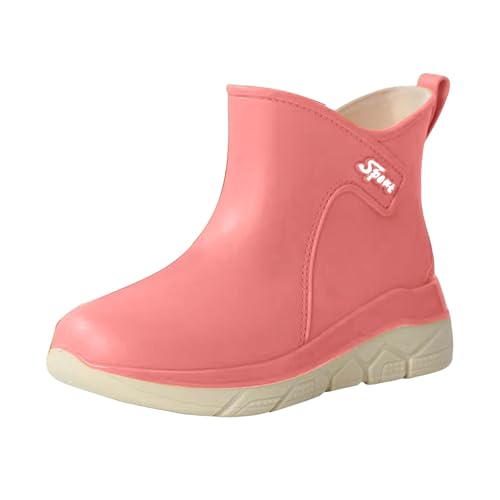 Generisch Damen Gummistiefel Schuhe Damen Wasserdicht Regenschuhe Bequeme Gummistiefel für Outdoor Spaziergänge Im Garten,Freizeitkleidung mit Schlupfsohle Schuhe 40 Wasserfest (Pink,38) von Generisch