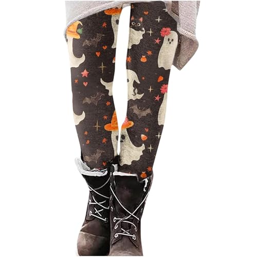 Generisch Damen Halloween Leggings mit Schädel- Und Digitaldruck Yoga Stretch Hosen Strumpfhose Fledermaus Outdoor Leggings Damen Wandern Strumpfhose Damen Schwarz Weiß von Generisch
