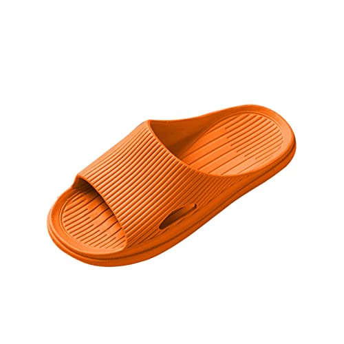 Generisch Damen Hausschuhe Komfortable Badezimmer Slipper Flache Trendige Streifen Damenpantolette Weiche Sohle für den Alltagsgebrauch (Orange, 38-39) von Generisch