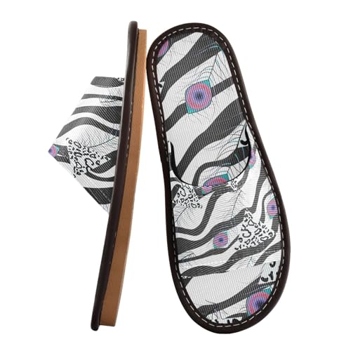 Generisch Damen Hausschuhe Peacock Tiger Zebra Leopard Print Sommer Sandalen Open Toe Pantoffeln Kinder Bequeme Schlafzimmer Schuhe von Generisch