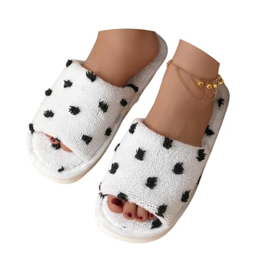 Generisch Damen Hausschuhe Plüsch Schlappen Elegant Pantoffeln Flauschiges Slippers Kuschelige Hauspantoffeln Atmungsaktiv Heimschuhe Peep Toe Hausschlappen Einfarbig Filzpantoffeln von Generisch