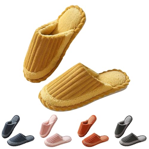 Generisch Damen Hausschuhe Warm Pantoffeln Winter Bequem Slippers Cord Hauspantoffeln Kuschelige Winterhausschuhe Herbst Winter Hausschlappen Plüsch Heimschuhe Cozy Kuschelschuhe von Generisch