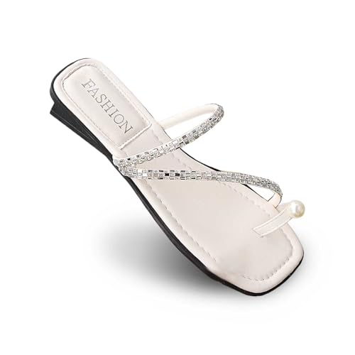 Generisch Damen Hausschuhe rutschfeste Slipper für den Sommer Einfarbige Strandmode Bequeme stilvolle Fußbekleidung für (White, 41) von Generisch