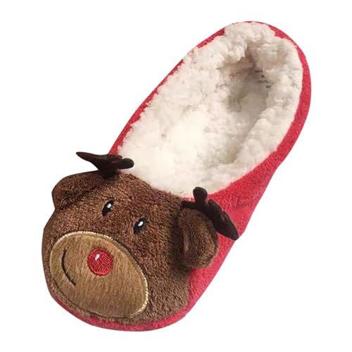 Generisch Damen Hausschuhe warme Socken gemütliche Slipper gefütterte Wollschuhe samtige Baumwoll-Hausschuhe für ultimativen Komfort zu Hause (Watermelon Red, 38) von Generisch