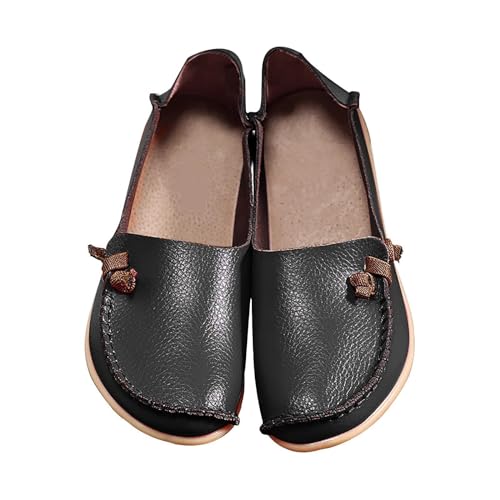Generisch Damen Herren Freizeitschuhe Loafers Schwarz Flach Leder Barfussschuhe Bequeme Atmungsaktiv Schlupfschuhe Breite Füße Sommerschuhe Unisex Weichen Sohle Sportschuhe Slip On Lässige Sneaker von Generisch