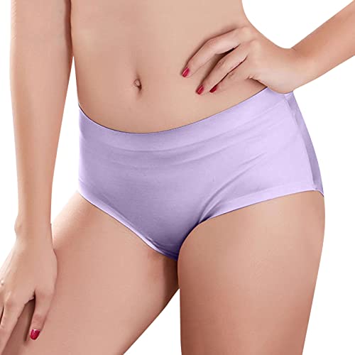 Generisch Damen Höschen Große Größen Einfache Farben Satin Slip Unterhosen,ohne Abzeichnen Unsichtbar Weich Hohe Taille Baumwolle Schritt Pantys Angenehme Passform für jeden Körpertyp Comfort von Generisch