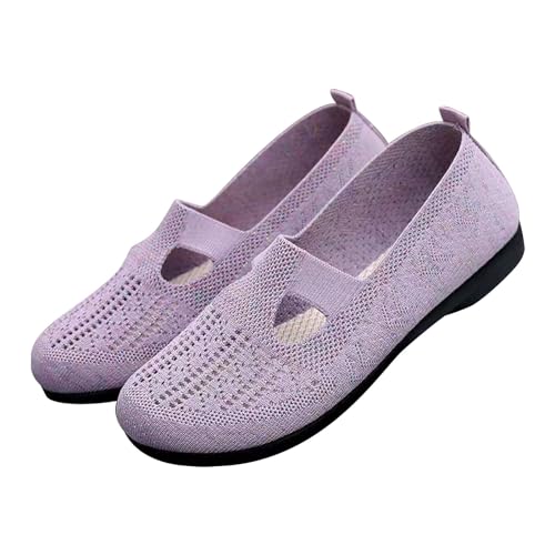 Generisch Damen Hohe Schuhe Winter Damenschuhe Ethnische Freizeitschuhe Sommermode Hohl Atmungsaktiv Flacher Absatz Weiche Sohle Freizeitschuhe Damen Schuhe Frühling Sneaker (Purple, 38) von Generisch