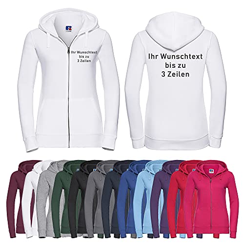Generisch Damen-Hoodie/Kapuzenpullover Bestickt mit Wunschtext auf Brust+Rücken (Schwarz, XS) von Generisch