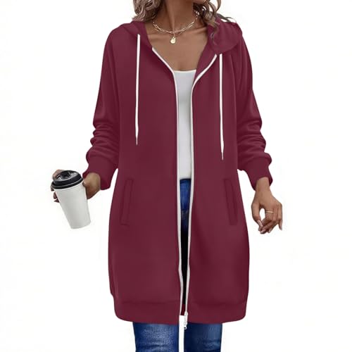 Generisch Damen Hoodie Jacke Oversize Reißverschluss Sweatjacke Lang Kapuzenpullover Baumwolle Winterjacke Langarm Mantel Winter Herbst Cardigan Fleecejacke Strickjacke mit Taschen Kapuzenpulli Generisch Damen Hoodie Jacke Oversize Reißverschluss Sweatjacke Lang Kapuzenpullover Baumwolle Winterjacke Langarm Mantel Winter Herbst Cardigan Fleecejacke Strickjacke mit Taschen Kapuzenpulli von Generisch