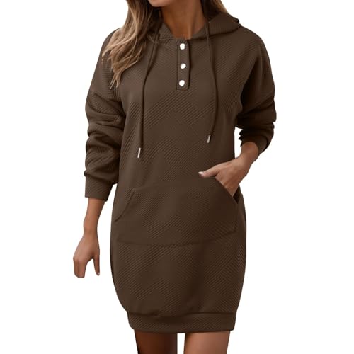 Generisch Damen Hoodie Kapuzenpullover Lang Sweatjacke Sweatkleid Winterkleid Sweatshirt Kapuzenjacke Kapuzenpulli Langarm Sport Pullover von Generisch