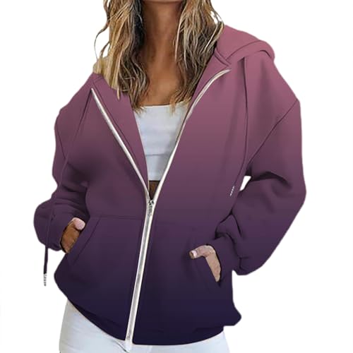 Generisch Damen Hoodie Sweatjacke Baumwoll Zipper Sweatshirtjacke Damen Pullover Oberteile Kapuzenjacke Lang Sweatshirt Kapuzenpullover Mit Kapuze Langarm Sport Halloween/Weihnachten/Geschenke von Generisch