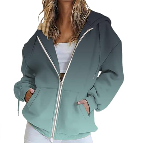 Generisch Damen Hoodie Sweatjacke Baumwoll Zipper Sweatshirtjacke Damen Pullover Oberteile Kapuzenjacke Lang Sweatshirt Kapuzenpullover Mit Kapuze Langarm Sport Halloween/Weihnachten/Geschenke von Generisch