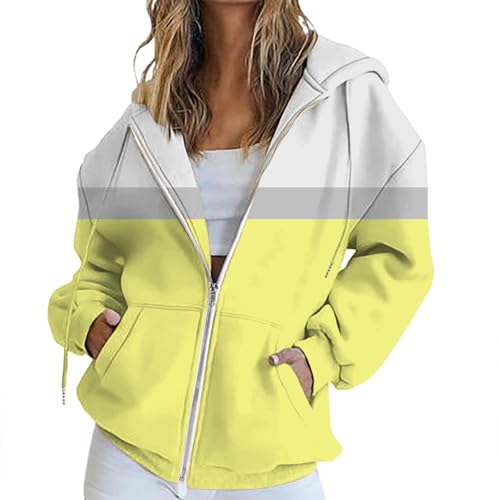 Generisch Damen Hoodie Sweatjacke Baumwoll Zipper Sweatshirtjacke Damen Pullover Oberteile Kapuzenjacke Lang Sweatshirt Kapuzenpullover Mit Kapuze Langarm Sport Halloween/Weihnachten/Geschenke von Generisch