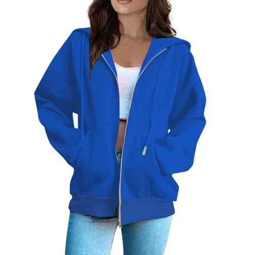 Generisch Damen Hoodie Sweatjacke Baumwoll Zipper Sweatshirtjacke Pullover Lang Sweatshirt Langarm Kapuzenpullover Mit Kapuze Sport Style Streetwear Oberteile Kapuzenjacke Mit Reißverschluss Oversize von Generisch