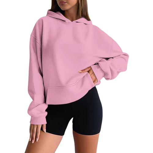 Generisch Damen-Hoodie lässig weich bequem Basic-Kapuzenpullover Langarm Alltag Freizeit Saison (Red, XS) von Generisch