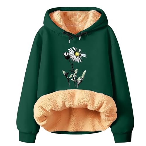 Generisch Damen Hoodie mit Kapuze und Taschen Kapuzenpullover Einfarbig Sweatshirt Casual Pullover Herbst Hoodie Damen Oversize Beige Flauschiger Pullover Damen Strickjacke Mit Kapuze von Generisch