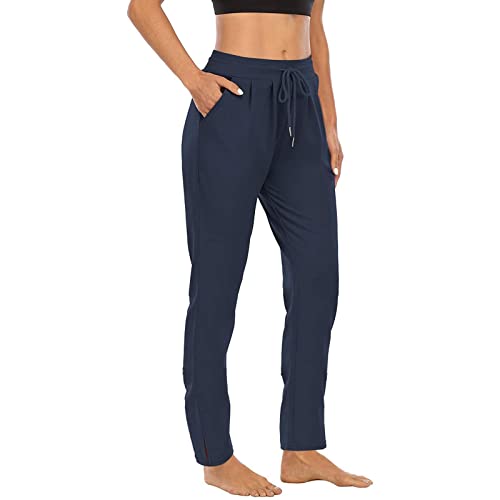 Generisch Damen Hose Mode Sommerhose Baumwolle Cargohosen Elegant Frauen Jogginghose Einfarbig Stretch Fitnesshose Haremshose Pumphose Oversized Gym Hose Marine XXL von Generisch