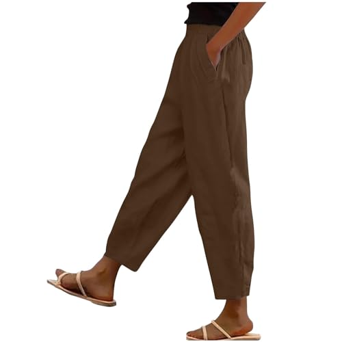Generisch Damen Hosen Baggy Sommerhose Baumwolle Cargohose 2025 Frau Jogginghose Flauschige Langlaufhose Wanderhosen Wanderhose Sport Hose Braun L von Generisch