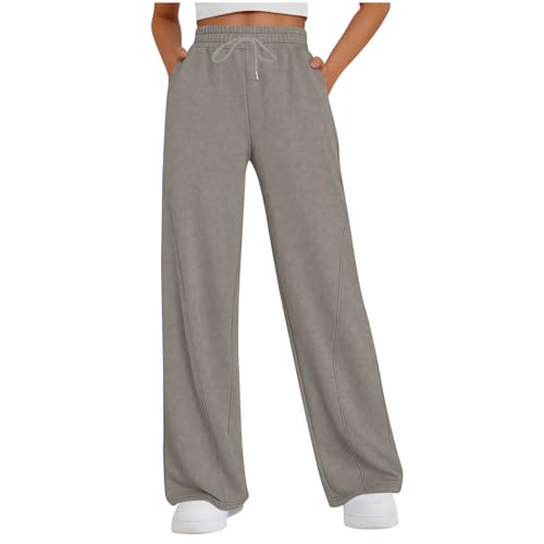 Generisch Jogginghose Damen Hosen Freizeithose Warm Stoffhose mit Taschen Culotte Dicken Cargohose Laufhose Frauen Thermohose Bequem Outdoorhose Einfarbig Wanderhose Radlerhose Grau L von Generisch