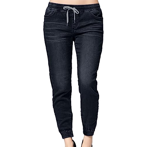 Generisch Damen Hosen Jeans Mid Denim Für Frauen Lässige Bekleidung Jeanshosen Stoffhose High Waist Skinny Outdoorhose Winter Jeanshose Stretch Hüfthose Schwarz Outdoorhosen (Black, S) von Generisch