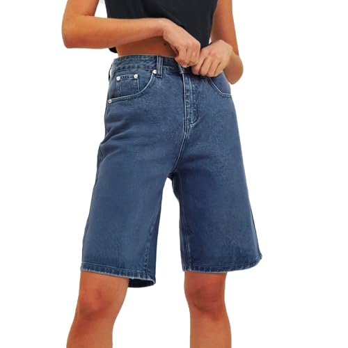 Generisch Damen Jeans-Shorts, Y2k, lockere Denim, Baggy, Bermudashorts, niedrige Leibhöhe, weites Bein, trendig, lässig, Sommer, DenimShorts von Generisch