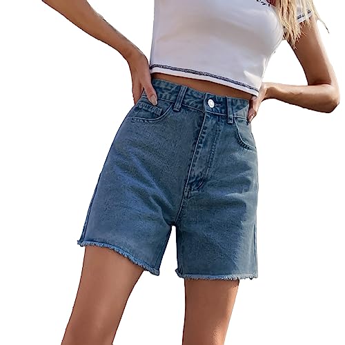 Generisch Damen Jeans Shorts Ripped High Waist Sommer Baggy Kurze Hose,Damen Hohe Taille Denim Kurze Hose Destroyed Zerrissener Jeans Sommer von Generisch