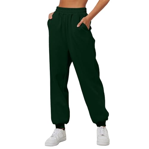 Generisch Damen Jogginghose Lang Sporthose Baumwolle Traininghose Fitness High Waist Freizeithose Lockere Sweatpants mit elastischem Bund und Taschen Damen von Generisch
