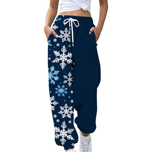 Generisch Damen Jogginghose Parachute Weihnachtshose Track Pants Christmas Trainingshosen Mit Hoher Taille Schlupfhose Bequem Wanderhose Lässig Casual Damenhosen Santa KostüM Freizeithose von Generisch
