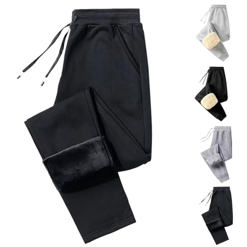 Generisch Damen Jogginghose Winterhose Warmer Sherpa Freizeithose Thermo Fleece Fütterung Sweathose Winterhose - 2 Taschen | Hohe Taille | Kordelzug | Verdickte Outdoor Freizeit Sporthose Winterhose von Generisch