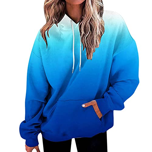 Generisch Damen Kapuzenpullover Hoodie Oversize Jacke LangäRmliger Hoodie Sweatshirt Mit Farbverlauf Casual Sweatshirt Mit Taschen Sweat Hoodie Sweater Kapuzenpullover ÜBergangs Herbst Winter von Generisch