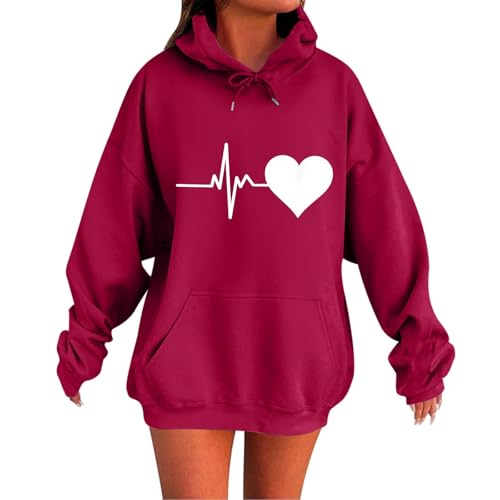 Generisch Damen Kapuzenpullover Hoodie Sweatshirt mit Kapuze Pullover Pulli Langarmshirt Freizeit Sport Fitness Outdoor Casual Style,Oberteil Damen,Retro-Mode von Generisch