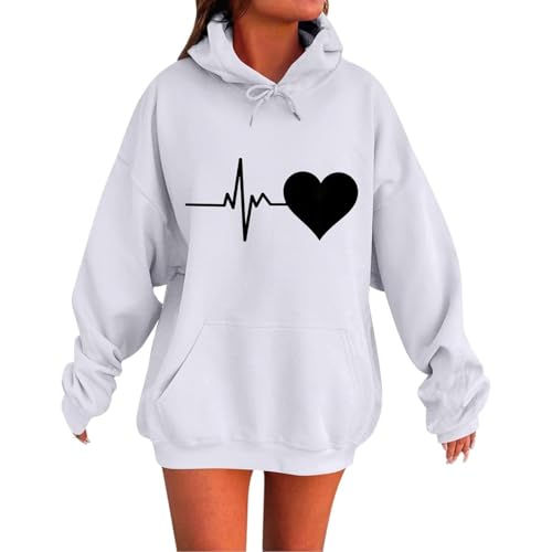 Generisch Damen Kapuzenpullover Hoodie Sweatshirt mit Kapuze Pullover Pulli Langarmshirt Freizeit Sport Fitness Outdoor Casual Style,Oberteil Damen Herbst,Retro-Mode von Generisch