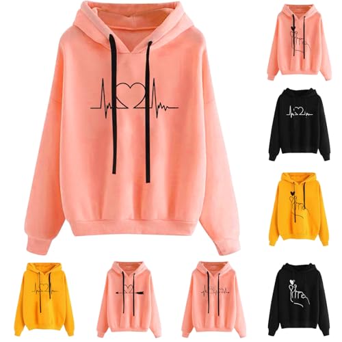 Generisch Damen Kapuzenpullover Lässiger Damen Hoodie Oversize Kapuze Herbst Winter Weiches Bequemes Sweatshirt Langärmliges Oberteil Modischer Pullover für Freizeit Sport Tägliche Outfits von Generisch