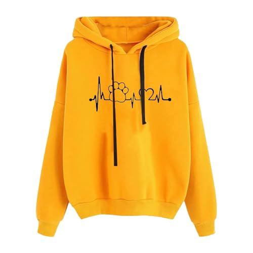 Generisch Damen Kapuzenpullover Lässiger Damen Hoodie Oversize mit Kapuze Herbst Winter Weiches Bequemes Sweatshirt Langärmliges Oberteil Modischer Pullover für Freizeit Sport und Tägliche Outfits von Generisch