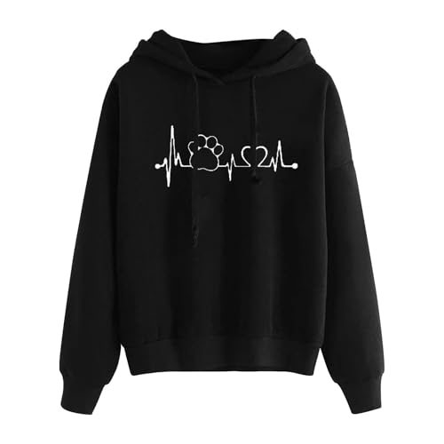 Generisch Damen Kapuzenpullover Lässiger Damen Hoodie Oversize mit Kapuze Herbst Winter Weiches Bequemes Sweatshirt Langärmliges Oberteil Modischer Pullover für Freizeit Sport und Tägliche Outfits von Generisch