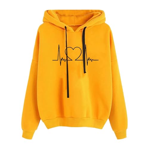 Generisch Damen Kapuzenpullover Lässiger Damen Hoodie Oversize mit Kapuze Herbst Winter Weiches Bequemes Sweatshirt Langärmliges Oberteil Modischer Pullover für Freizeit Sport und Tägliche Outfits von Generisch