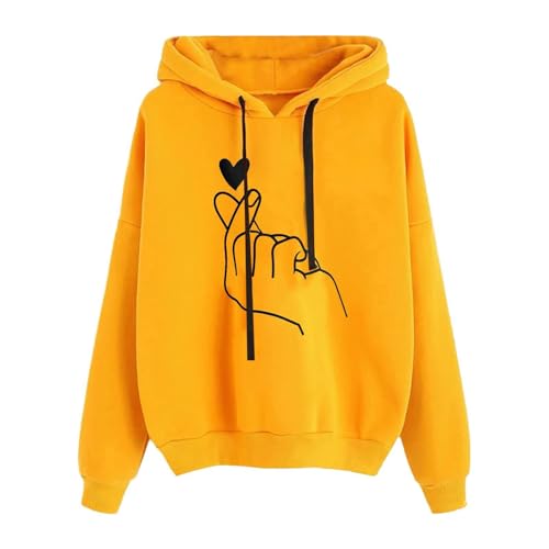 Generisch Damen Kapuzenpullover Lässiger Damen Hoodie Oversize mit Kapuze Herbst Winter Weiches Bequemes Sweatshirt Langärmliges Oberteil Modischer Pullover für Freizeit Sport und Tägliche Outfits von Generisch