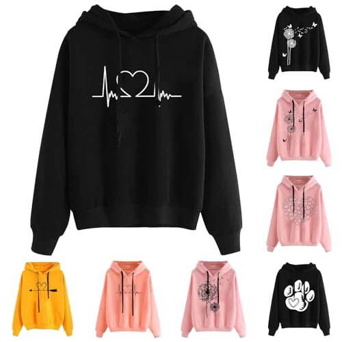 Generisch Damen Kapuzenpullover Lässiger Damen Hoodie Oversize mit Kapuze Herbst Winter Weiches Bequemes Sweatshirt Langärmliges Oberteil Modischer Pullover für Freizeit Sport und Tägliche Outfits Generisch Damen Kapuzenpullover Lässiger Damen Hoodie Oversize mit Kapuze Herbst Winter Weiches Bequemes Sweatshirt Langärmliges Oberteil Modischer Pullover für Freizeit Sport und Tägliche Outfits von Generisch
